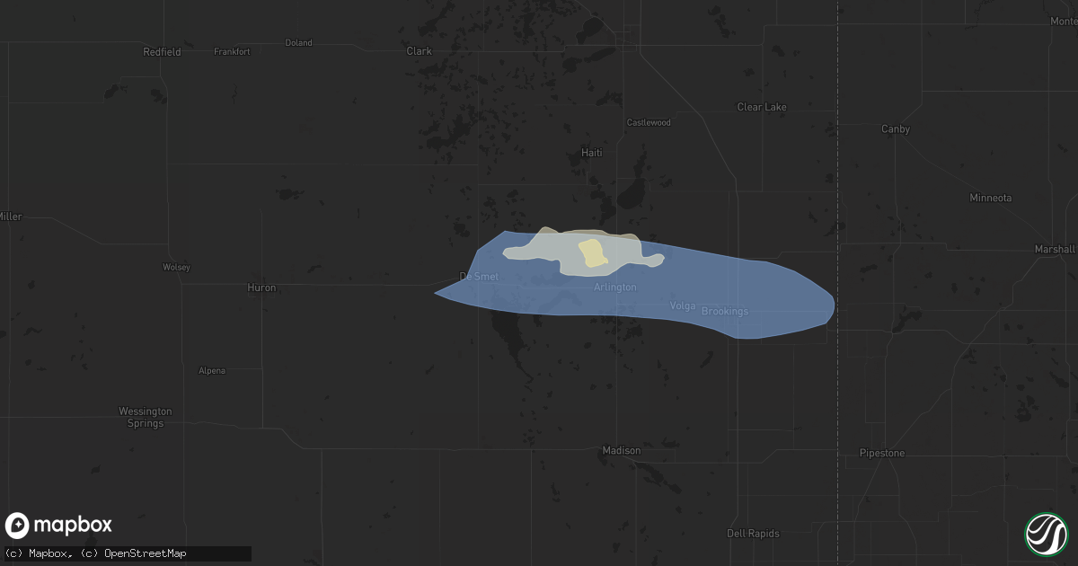 Hail map in Lake Preston, SD on June 28, 2025