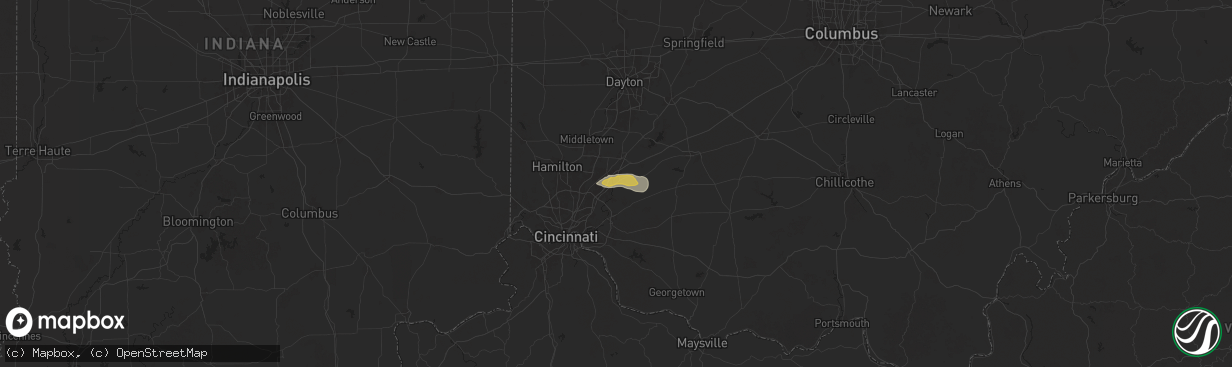 Hail map in Maineville, OH on June 28, 2025