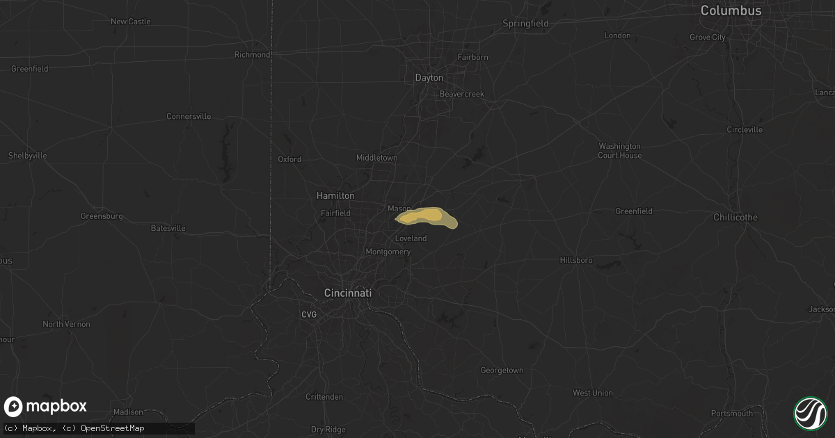 Hail map in Maineville, OH on June 28, 2025