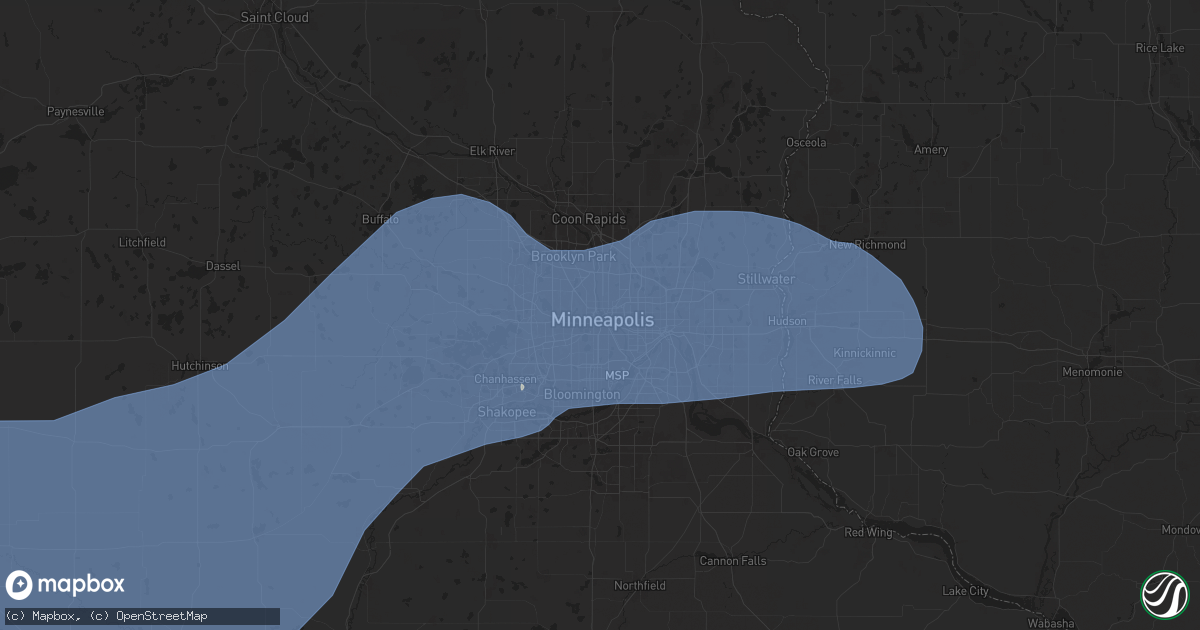 Hail map in Minneapolis, MN on June 28, 2025