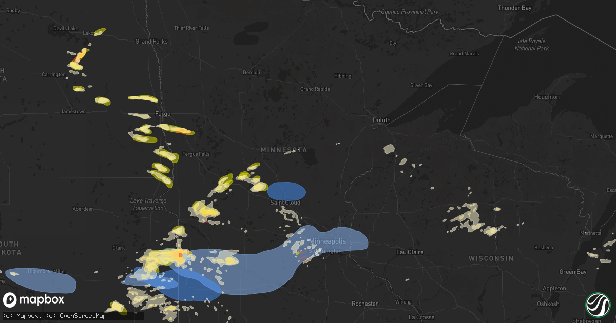 Hail map in Minnesota on June 28, 2025