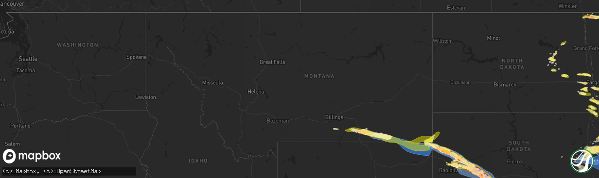 Hail map in Montana on June 28, 2025