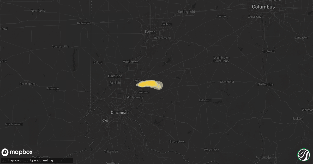Hail map in Morrow, OH on June 28, 2025