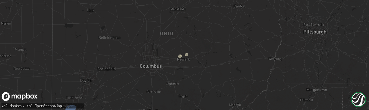 Hail map in Newark, OH on June 28, 2025