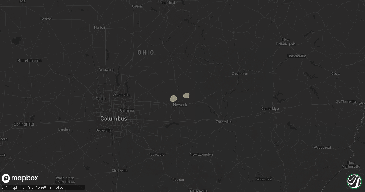 Hail map in Newark, OH on June 28, 2025