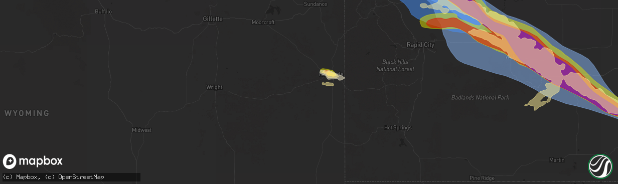 Hail map in Newcastle, WY on June 28, 2025