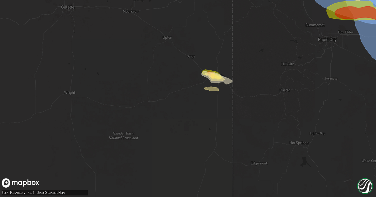 Hail map in Newcastle, WY on June 28, 2025