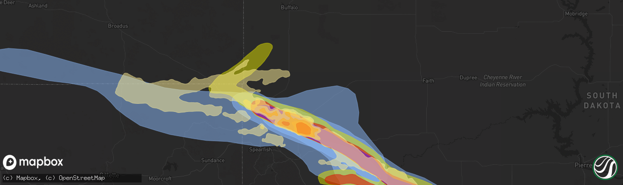Hail map in Newell, SD on June 28, 2025
