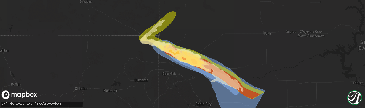 Hail map in Nisland, SD on June 28, 2025