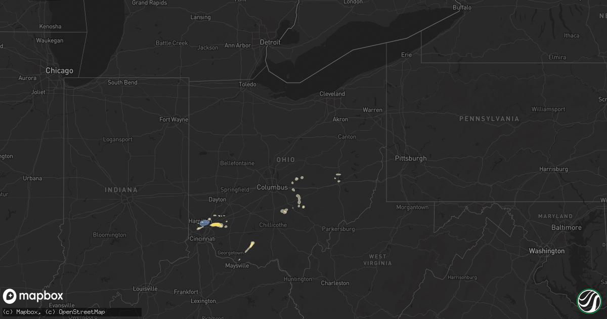 Hail map in Ohio on June 28, 2025