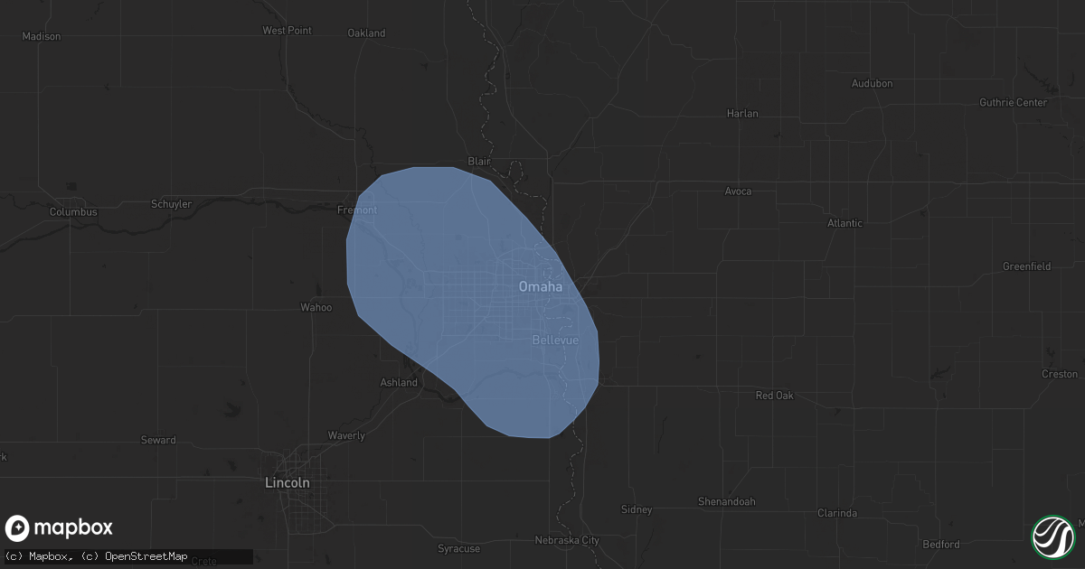 Hail map in Omaha, NE on June 28, 2025