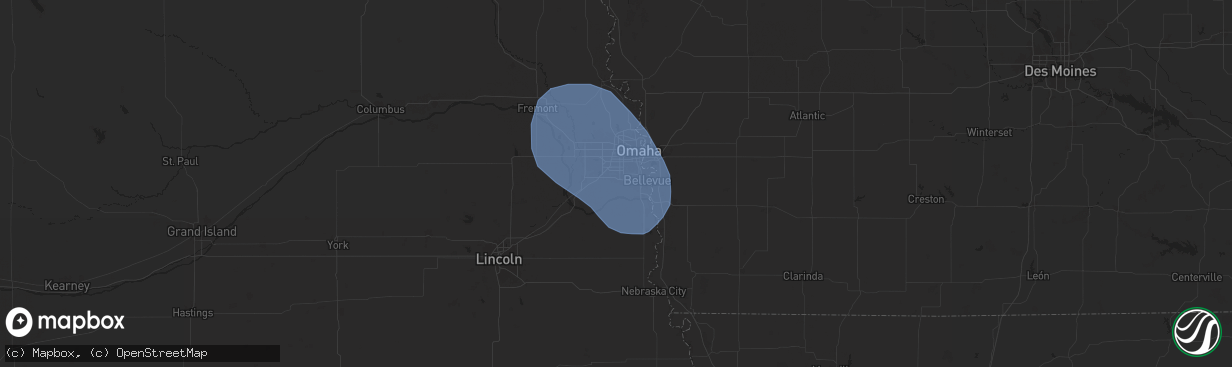 Hail map in Papillion, NE on June 28, 2025