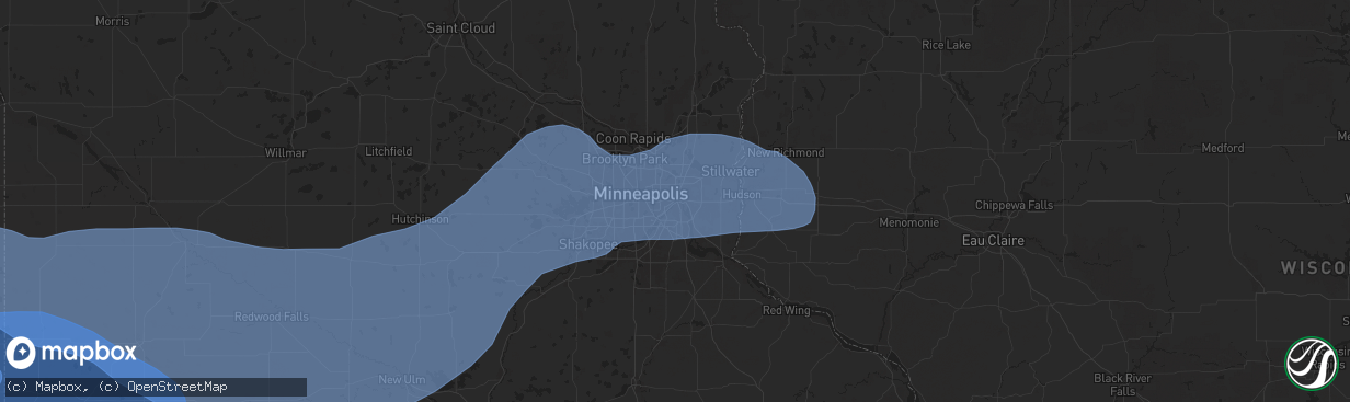 Hail map in Saint Paul, MN on June 28, 2025