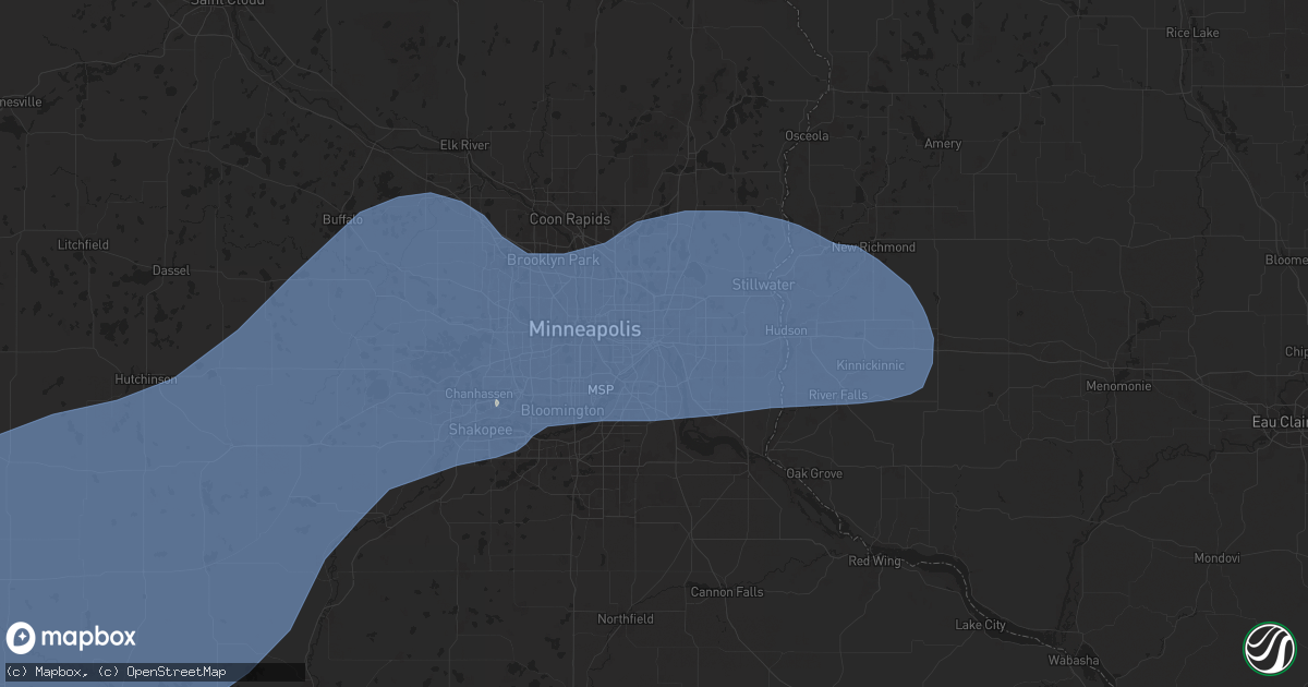 Hail map in Saint Paul, MN on June 28, 2025