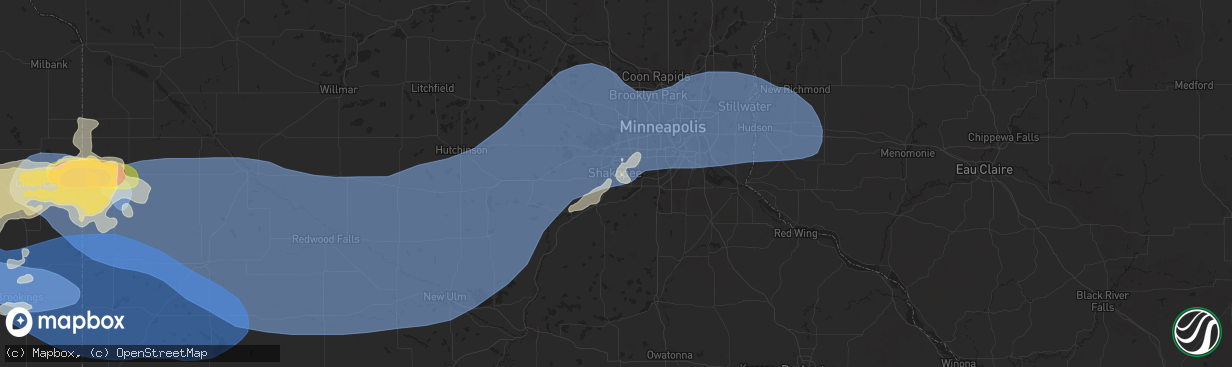 Hail map in Shakopee, MN on June 28, 2025