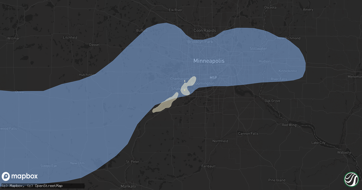 Hail map in Shakopee, MN on June 28, 2025