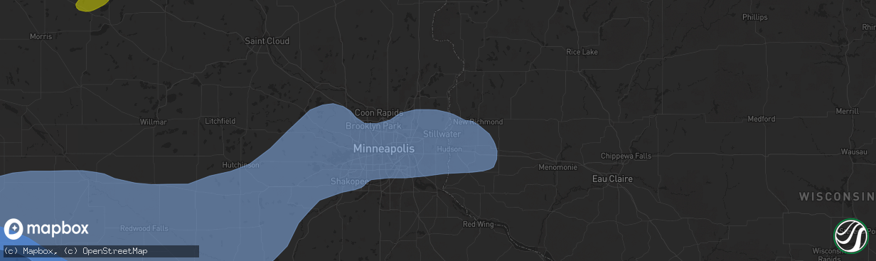 Hail map in Stillwater, MN on June 28, 2025