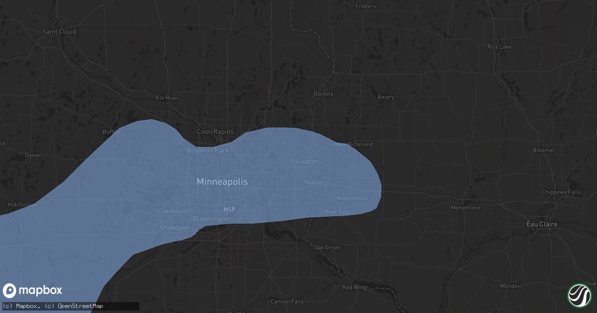 Hail map in Stillwater, MN on June 28, 2025