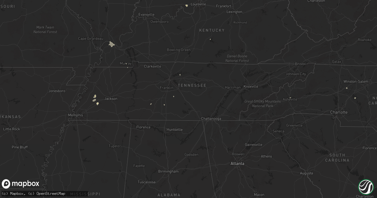 Hail map in Tennessee on June 28, 2025