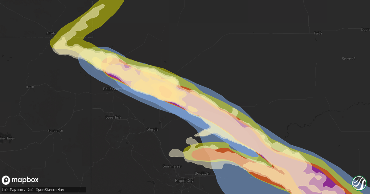 Hail map in Vale, SD on June 28, 2025