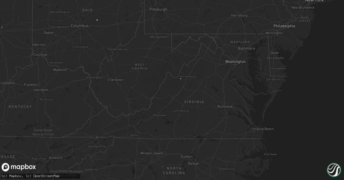 Hail map in Virginia on June 28, 2025