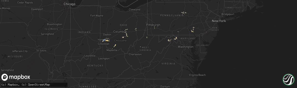 Hail map in West Virginia on June 28, 2025