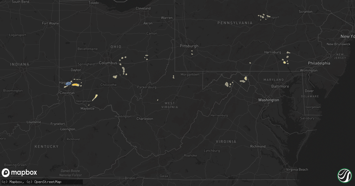 Hail map in West Virginia on June 28, 2025