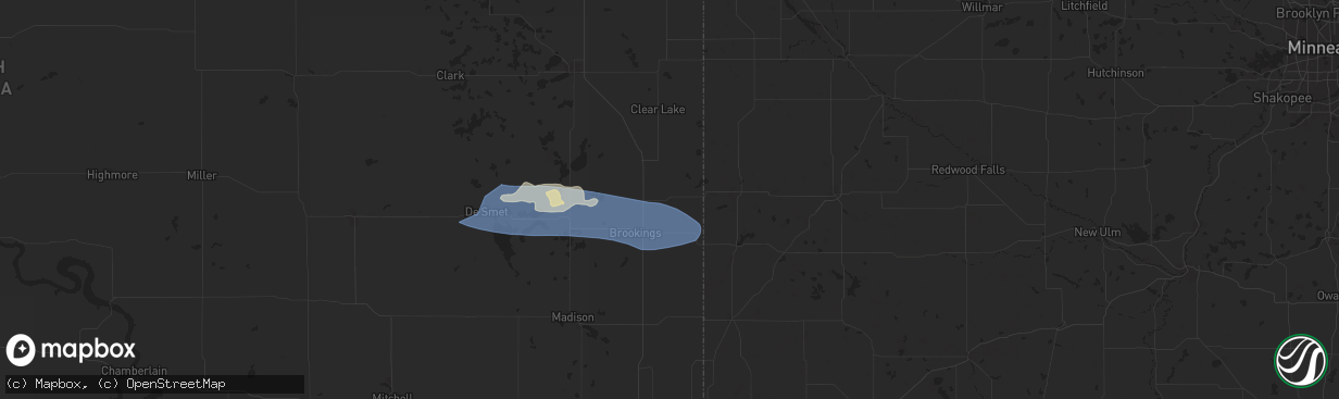 Hail map in White, SD on June 28, 2025