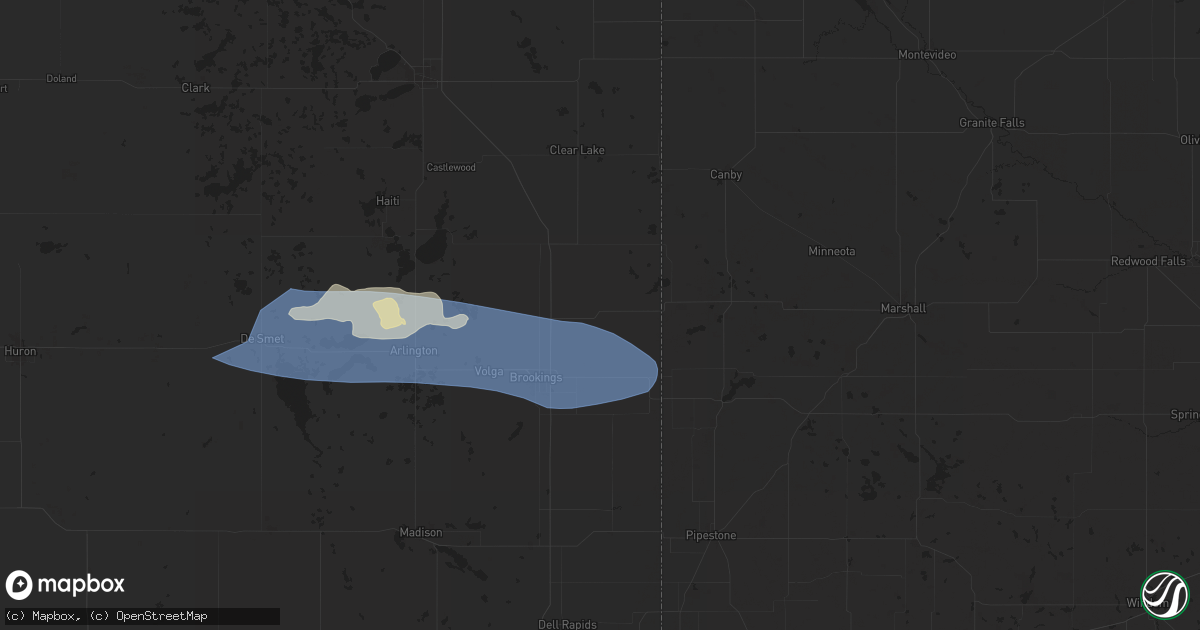 Hail map in White, SD on June 28, 2025
