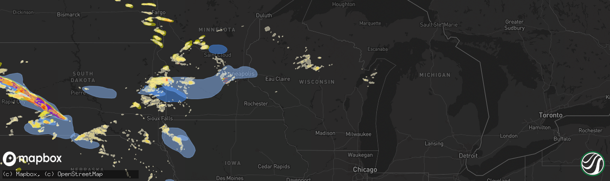 Hail map in Wisconsin on June 28, 2025
