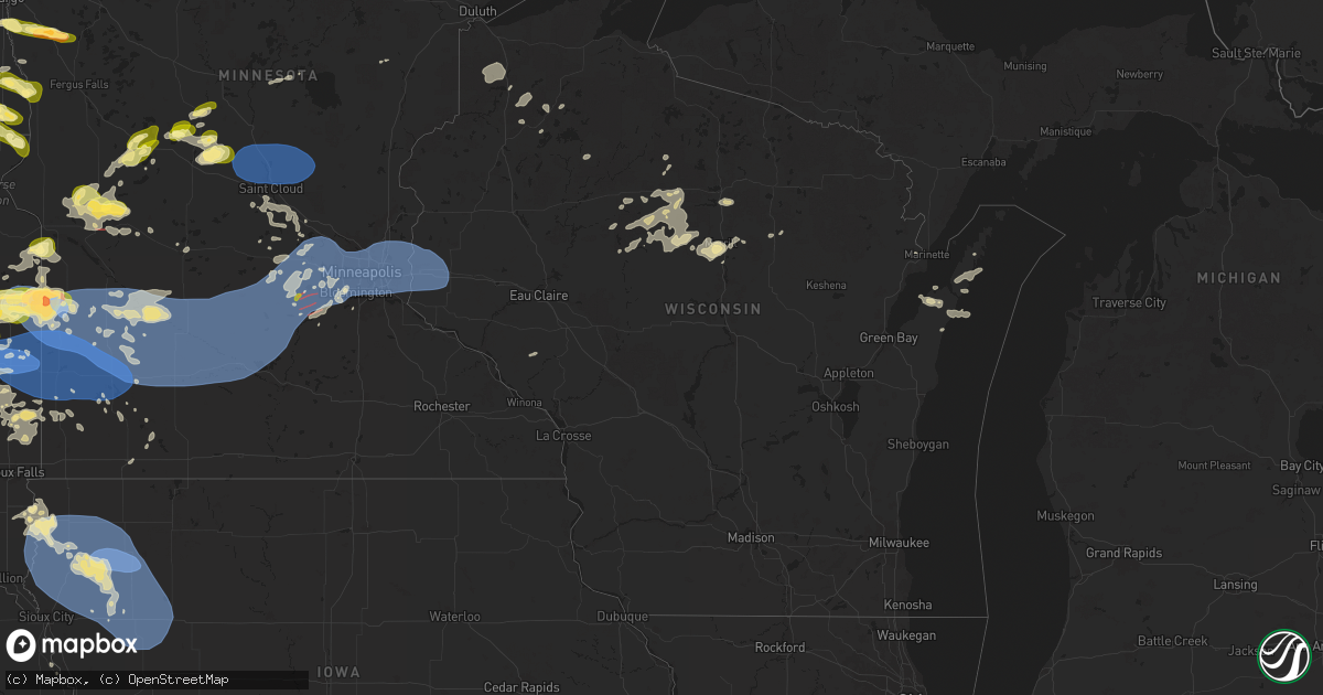 Hail map in Wisconsin on June 28, 2025