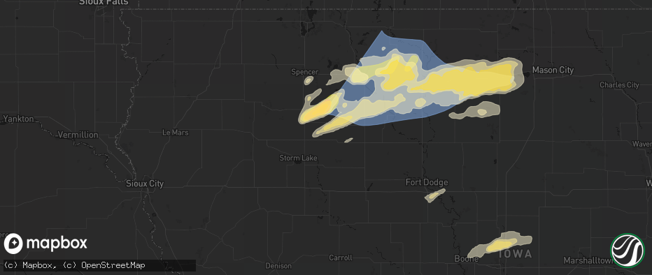Hail map in Albert City, IA on June 28, 2026