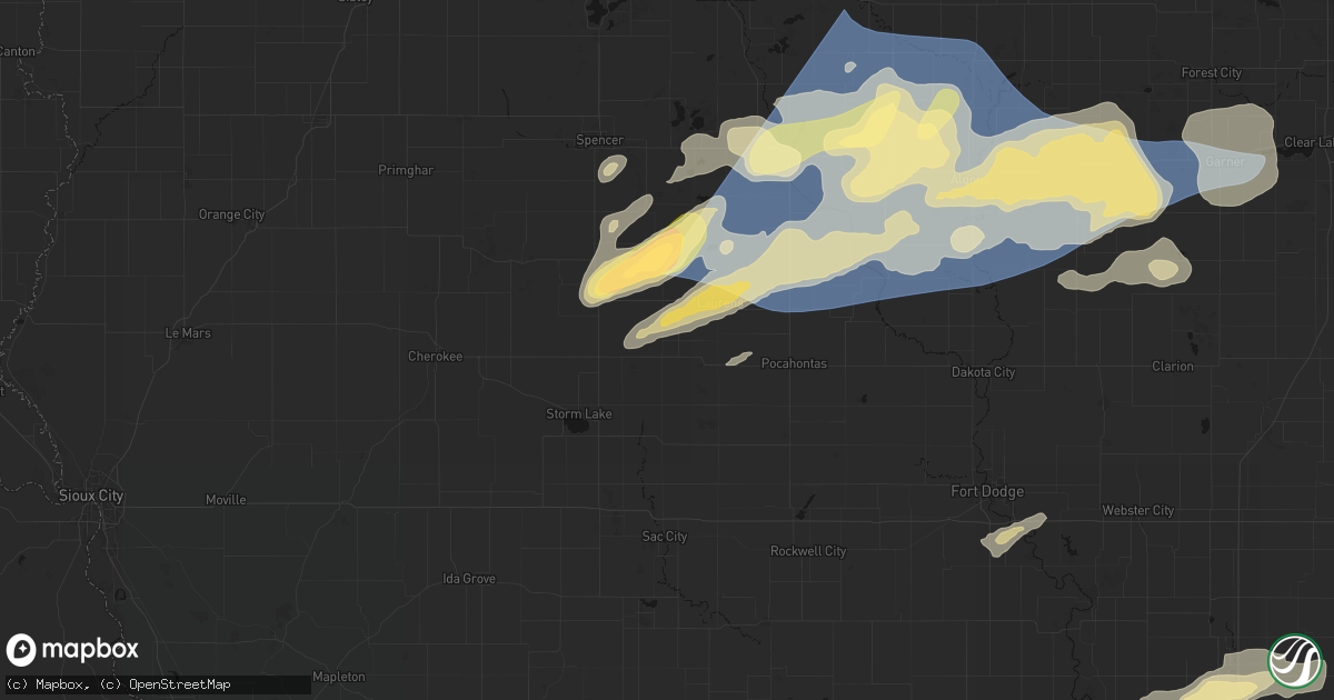 Hail map in Albert City, IA on June 28, 2026