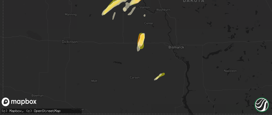 Hail map in Almont, ND on June 28, 2026
