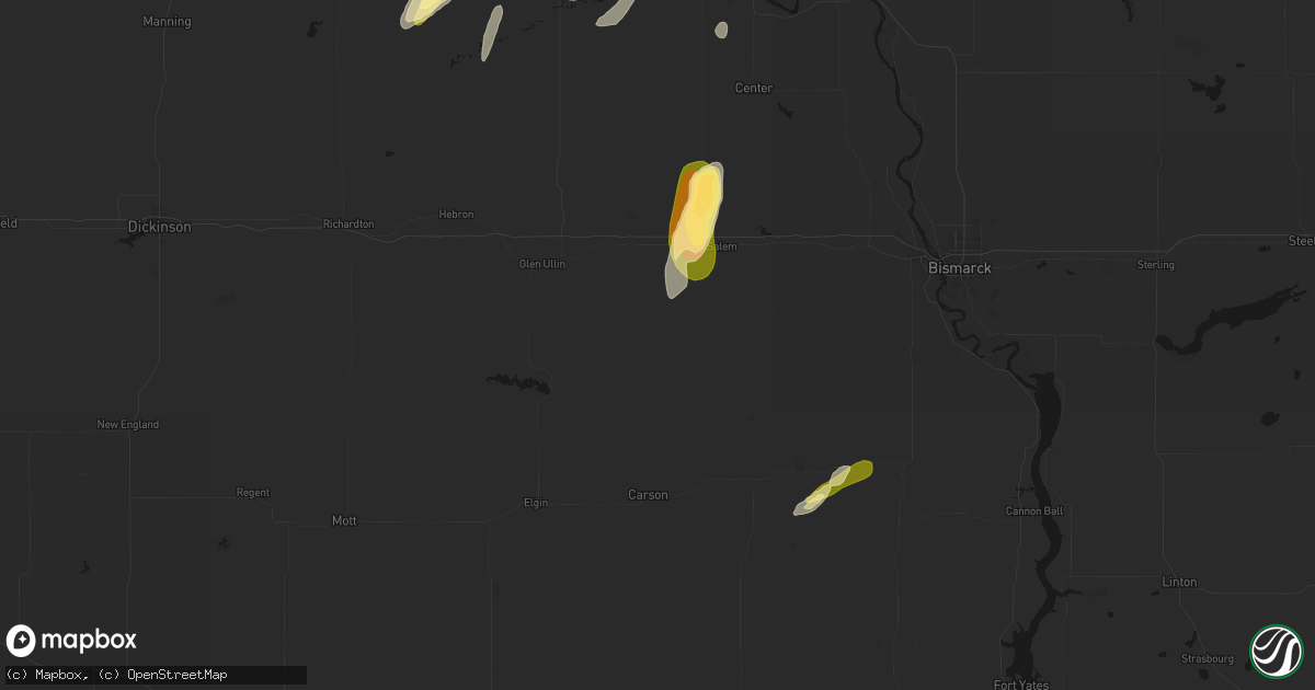 Hail map in Almont, ND on June 28, 2026