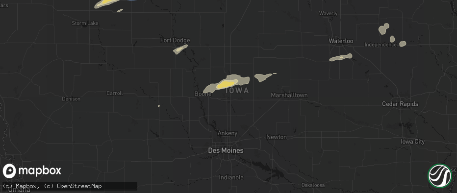 Hail map in Ames, IA on June 28, 2026