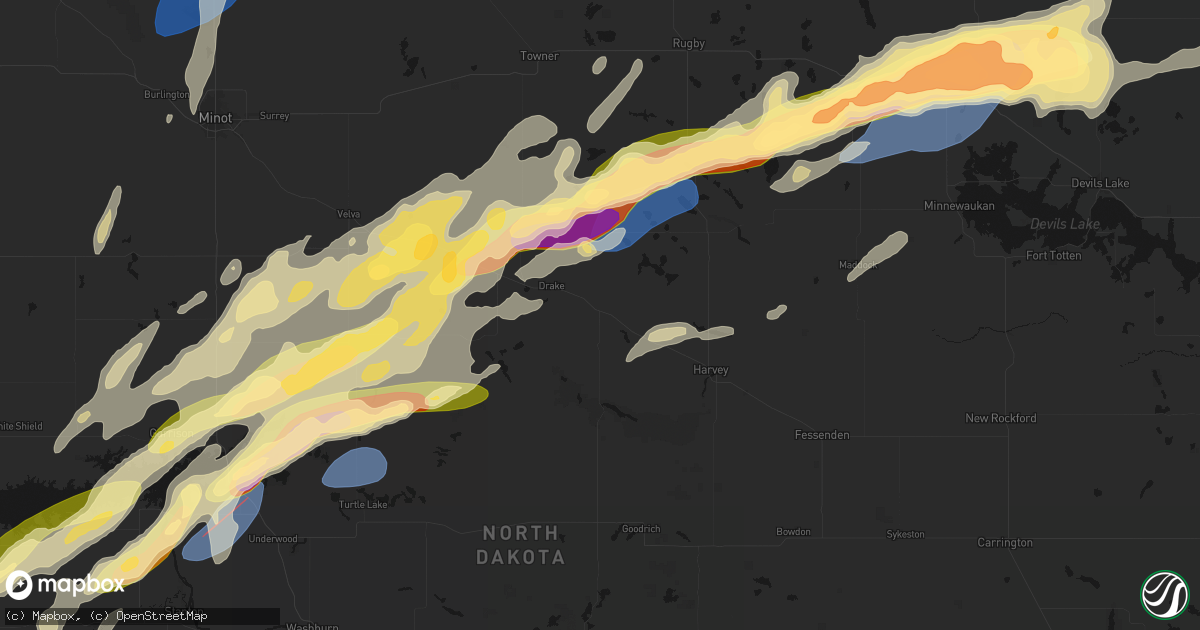 Hail map in Anamoose, ND on June 28, 2026