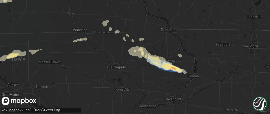 Hail map in Anamosa, IA on June 28, 2026