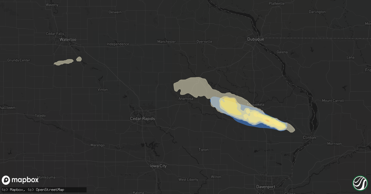 Hail map in Anamosa, IA on June 28, 2026
