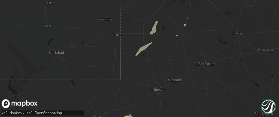 Hail map in Andrews, TX on June 28, 2026