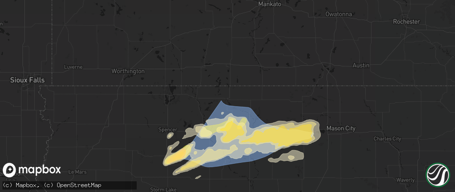 Hail map in Armstrong, IA on June 28, 2026