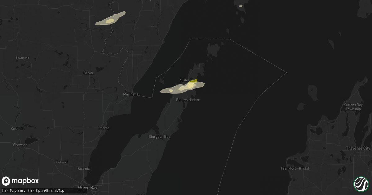 Hail map in Baileys Harbor, WI on June 28, 2026