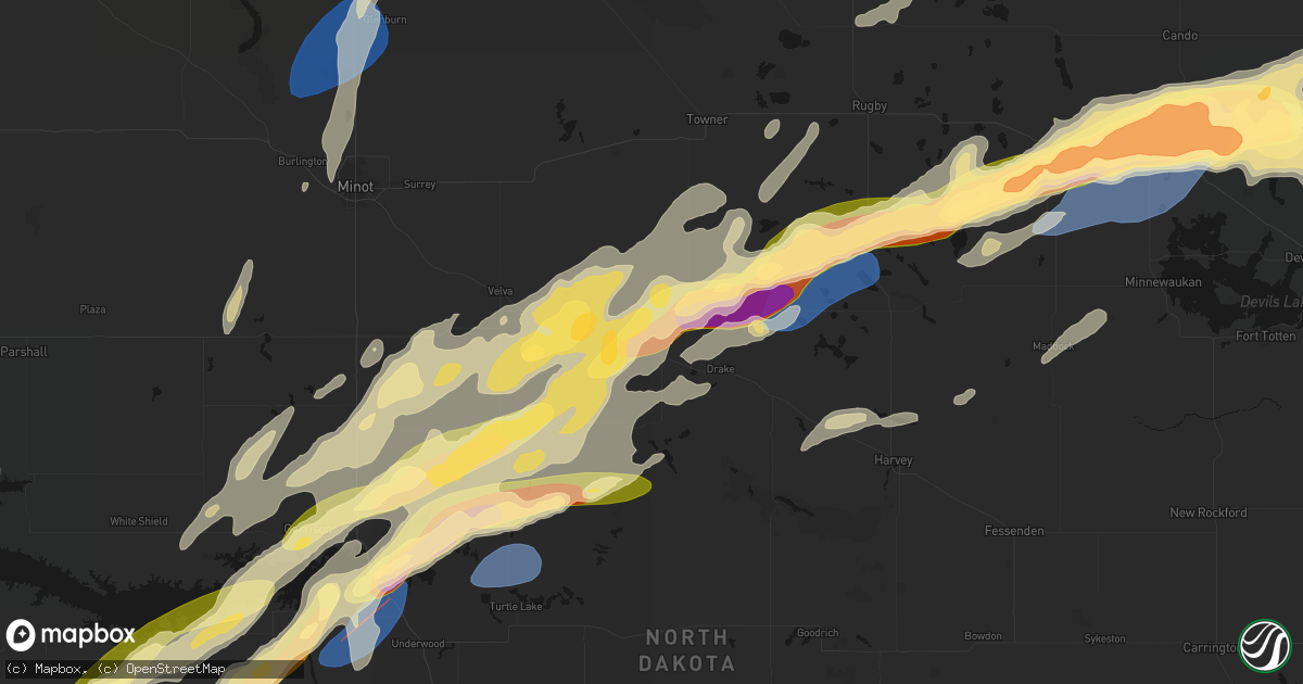 Hail map in Balfour, ND on June 28, 2026