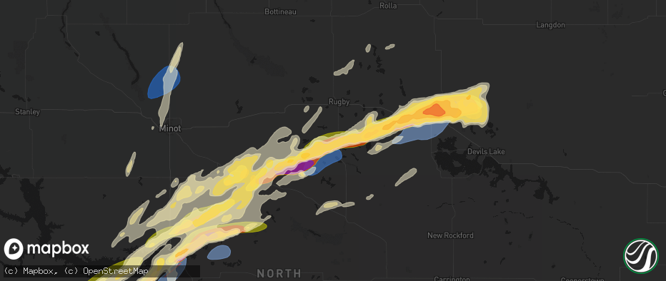 Hail map in Balta, ND on June 28, 2026