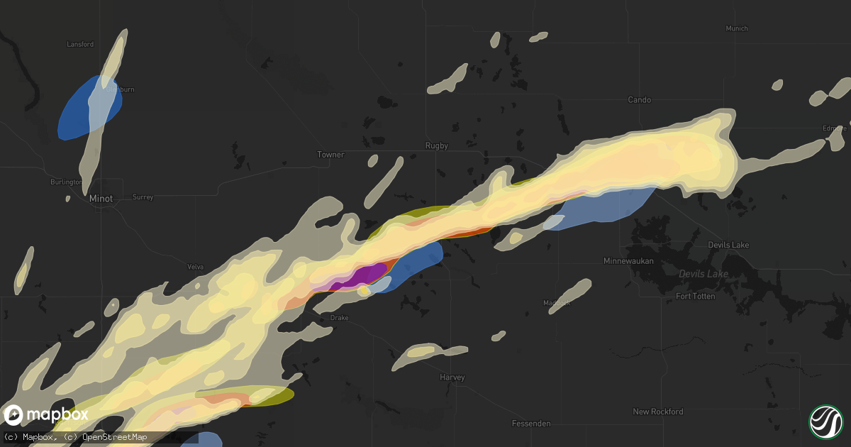 Hail map in Balta, ND on June 28, 2026