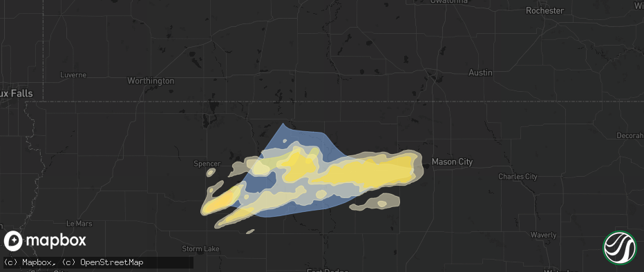 Hail map in Bancroft, IA on June 28, 2026