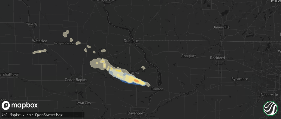 Hail map in Bellevue, IA on June 28, 2026