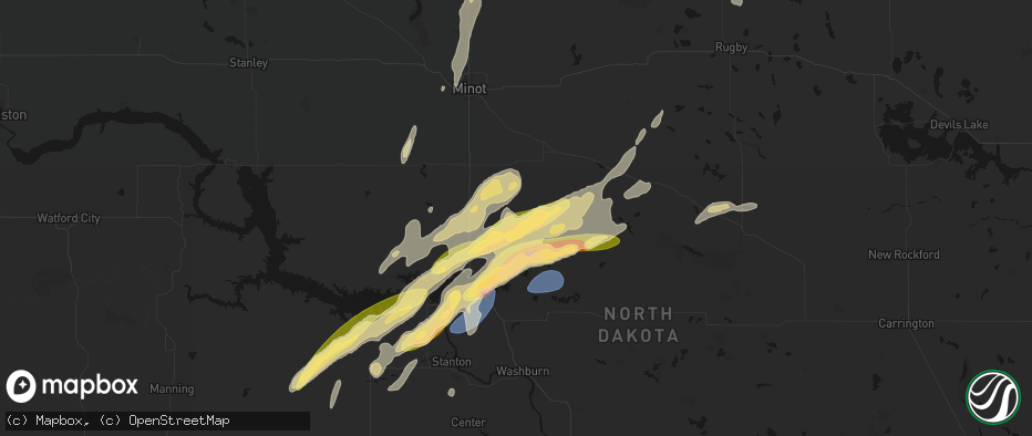 Hail map in Benedict, ND on June 28, 2026