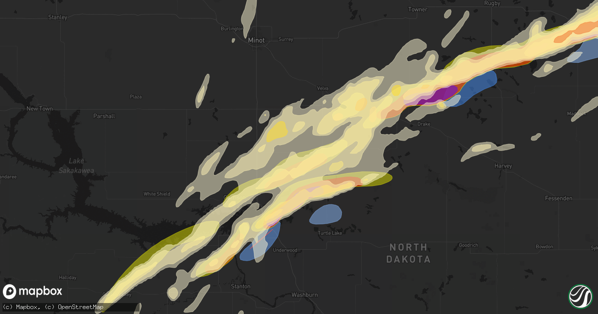 Hail map in Benedict, ND on June 28, 2026
