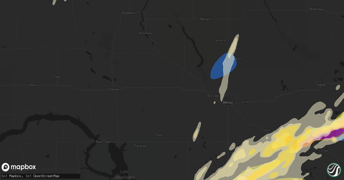 Hail map in Berthold, ND on June 28, 2026